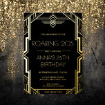 Gatsby Art Deco Black en Gold Birthday Party Folie Uitnodiging<br><div class="desc">Onze Gatsby Art Deco Black en Gold Birthday Party Invitation is de perfecte keuze voor een mooie en stijlvolle viering van uw speciale dag. Deze uitnodiging is geïnspireerd door de lavisse feestjes en de opulente stijl van The Great Gatsby en is voorzien van een stijlvol en geavanceerd design, met elegante...</div>