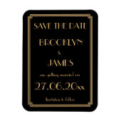 Gatsby Art Deco Black Wedding Save the Date Magnet Magneet (Verticaal)