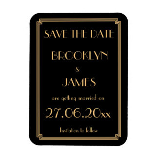 Gatsby Art Deco Black Wedding Save the Date Magnet Magneet