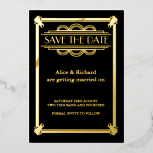 GATSBY ART DECO bruiloft SAVE THE DATE Folie Uitnodiging