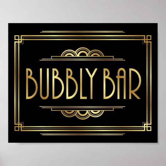 Gatsby Art Deco BUBBLY BAR Sign Print (Voorkant)