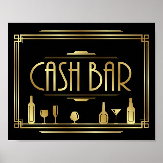 Gatsby Art Deco CASH BAR Print (Voorkant)