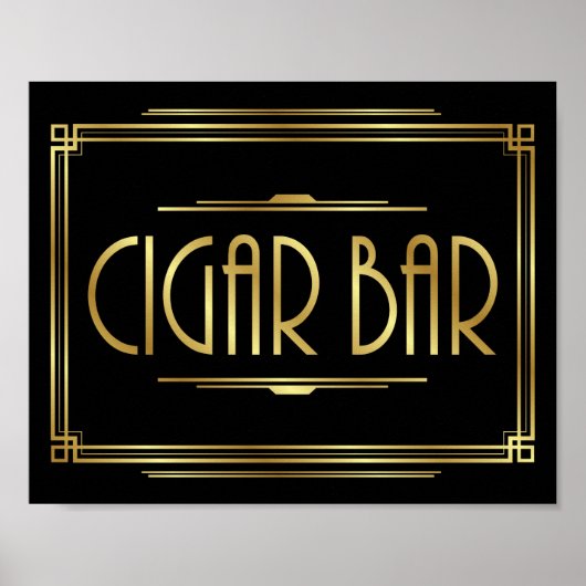 Gatsby Art Deco CIGAR BAR Sign Print (Voorkant)