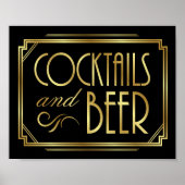 Gatsby Art Deco COCKTAILS en BEER Sign Print (Voorkant)