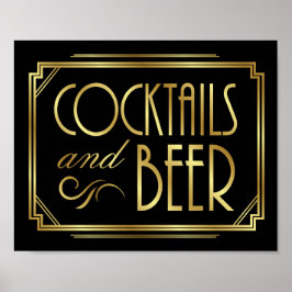 Gatsby Art Deco COCKTAILS en BEER Sign Print