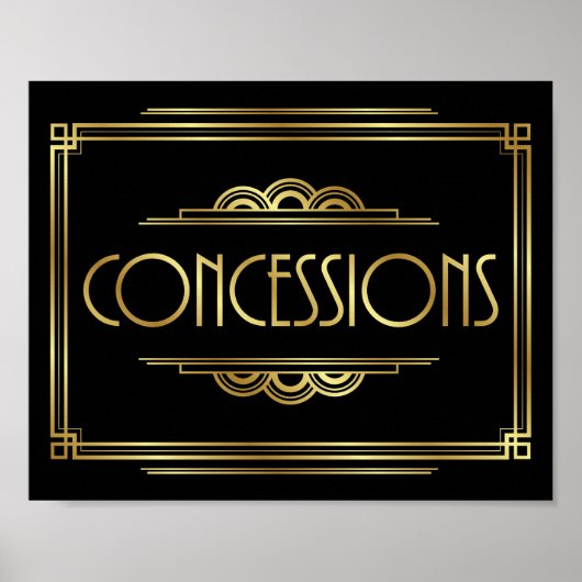 Gatsby Art Deco CONCESSIES Sign Print (Voorkant)