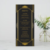 Gatsby Art Deco Dinner Menu | bewerkbare kleur (Staand voorkant)