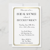 Gatsby Art Deco Gold Bridal Shower-uitnodigingen Kaart (Voorkant)