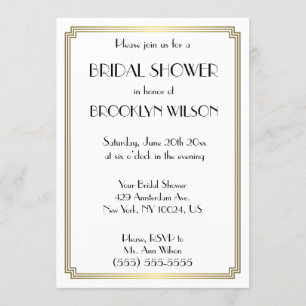 Gatsby Art Deco Gold Bridal Shower-uitnodigingen Kaart