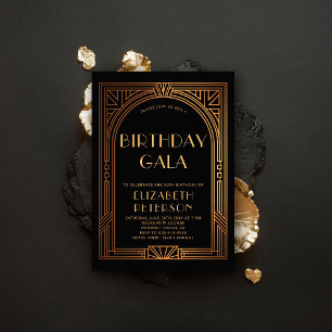 Gatsby Art Deco  Gold Roaring 20s Verjaardag Kaart