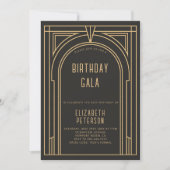 Gatsby Art Deco  Gold Roaring 20s Verjaardag Kaart (Voorkant)