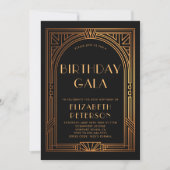Gatsby Art Deco  Gold Roaring 20s Verjaardag Kaart (Voorkant)