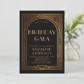 Gatsby Art Deco  Gold Roaring 20s Verjaardag Kaart (Staand voorkant)