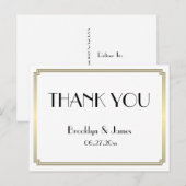 Gatsby Art Deco Gold Wedding Hartelijk dank Briefk Briefkaart (Voorkant / Achterkant)
