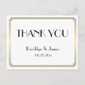 Gatsby Art Deco Gold Wedding Hartelijk dank Briefk Briefkaart (Voorkant)