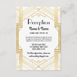 Gatsby Art Deco Gold Wedding Reception Cards Informatiekaartje