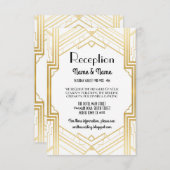 Gatsby Art Deco Gold Wedding Reception Cards Informatiekaartje (Voorkant / Achterkant)