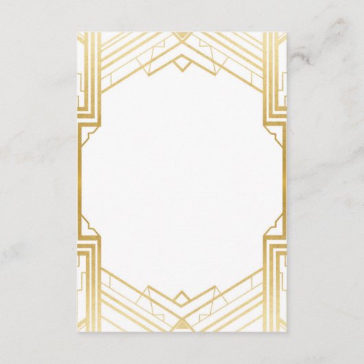 Gatsby Art Deco Gold Wedding Reception Cards Informatiekaartje (Achterkant)
