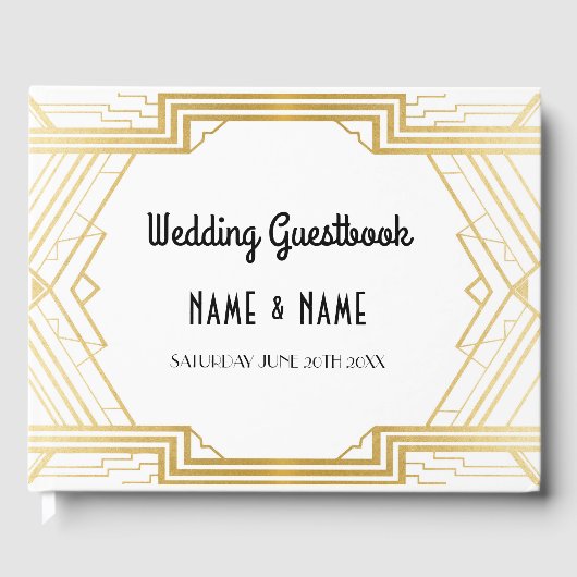 Gatsby Art Deco Goud uit 1920 Gastenboek (Voorkant)