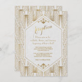 Gatsby Art Deco Goud Witte Ontvangst Kaart (Voorkant / Achterkant)