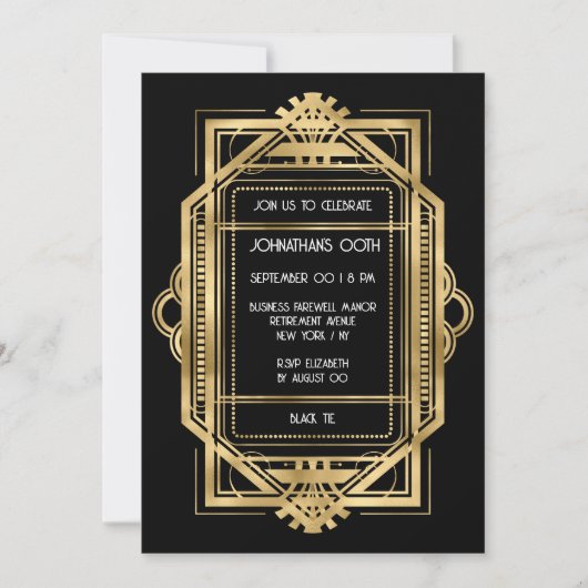 Gatsby art deco gouden lijst DIY fotofeest Kaart (Voorkant)
