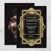 Gatsby art deco gouden lijst DIY fotofeest Kaart (Voorkant / Achterkant)