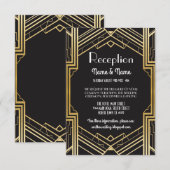 Gatsby Art Deco Gouden Trouwreceptiekaarten Kaart (Voorkant / Achterkant)