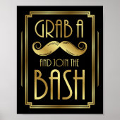 Gatsby Art Deco GRAB A MUSTACHE Sign Print (Voorkant)