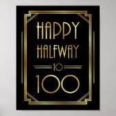 Gatsby Art Deco HALFWAY TOT 100 Sign Print (Voorkant)