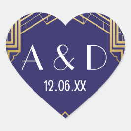 Gatsby Art Deco Heart Stickers Label jaren '20 Gol