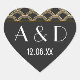Gatsby Art Deco Heart Stickers Label jaren '20 Gol