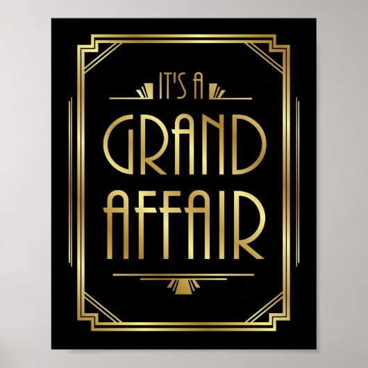 Gatsby Art Deco Het is een GRAND AFFAIR Sign Print (Voorkant)