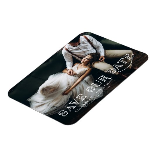 Gatsby Art Deco Lettering Foto opslaan Datum Magneet (Linkerzijde)