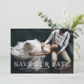 Gatsby Art Deco Lettering Overlay Foto Save The Date (Staand voorkant)