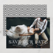 Gatsby Art Deco Lettering Overlay Foto Save The Date (Voorkant / Achterkant)