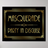 Gatsby Art Deco MASQUERADE Sign Print (Voorkant)