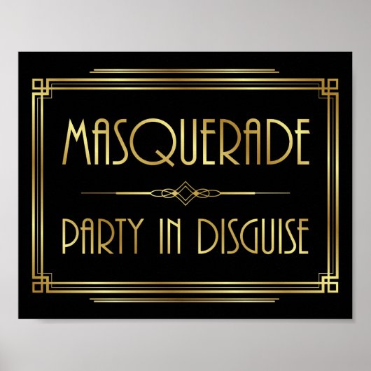 Gatsby Art Deco MASQUERADE Sign Print (Voorkant)