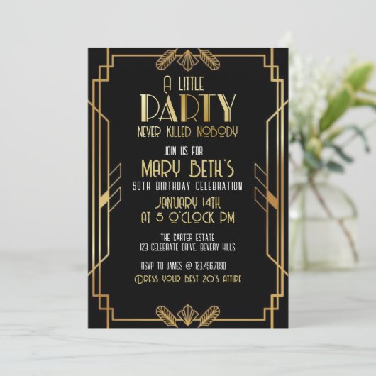 Gatsby, Art Deco, murder mystery, Soirees Kaart (Staand voorkant)