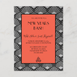 Gatsby  Art Deco New Years Eve Party Invite Aankondigingskaart