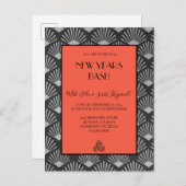 Gatsby  Art Deco New Years Eve Party Invite Aankondigingskaart (Voorkant / Achterkant)