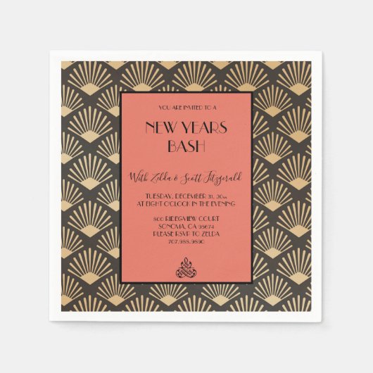 Gatsby  Art Deco New Years Eve Party Servet (Voorkant)
