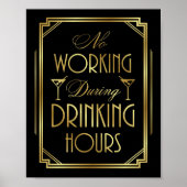 Gatsby Art Deco NO WORKING DRINK UREN Print (Voorkant)