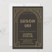 Gatsby Art Deco Nouveau Gold Roaring 20s Verjaarda Kaart (Voorkant)