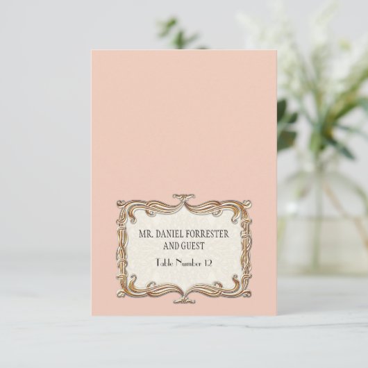 Gatsby Art Deco Nouveau Kant Nep Goud Kleur Tulpen Kaart (Staand voorkant)