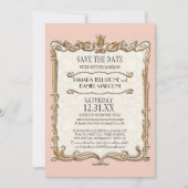 Gatsby Art Deco Nouveau Kant Nep Goud Kleur Tulpen Save The Date (Voorkant)