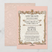 Gatsby Art Deco Nouveau Kant Nep Goud Tulp Save The Date (Voorkant / Achterkant)