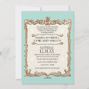 Gatsby Art Deco Nouveau Lace Faux Gold Tulip Kaart