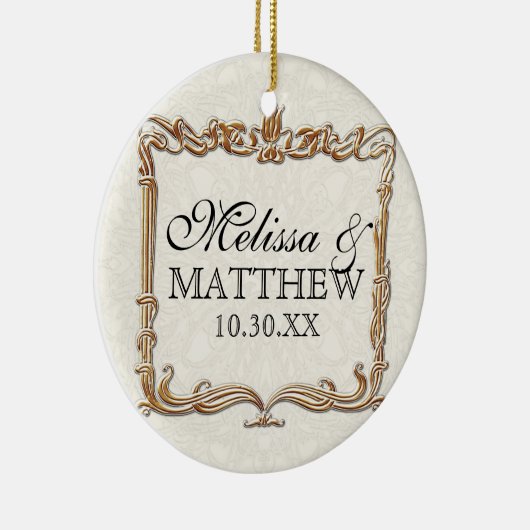 Gatsby Art Deco Nouveau Lace Faux Gold Tulip Keramisch Ornament (Rechts)