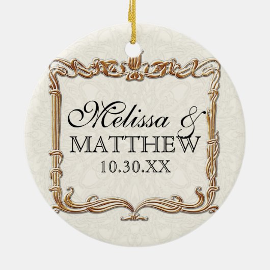 Gatsby Art Deco Nouveau Lace Faux Gold Tulip Keramisch Ornament (Achterkant)