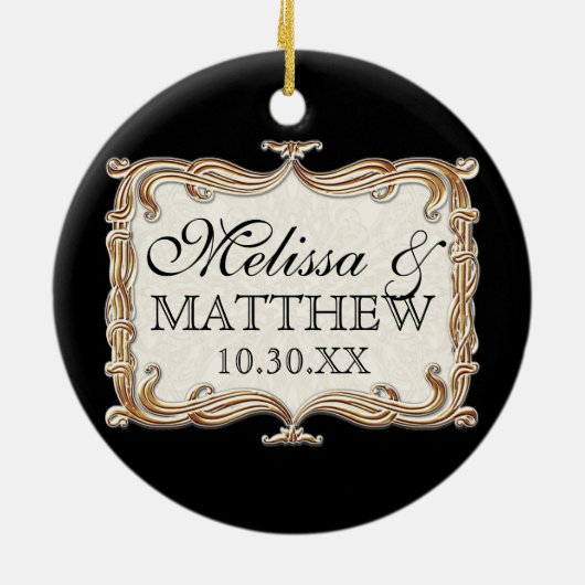 Gatsby Art Deco Nouveau Lace Faux Gold Tulip Keramisch Ornament (Achterkant)